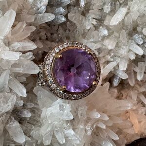 Two-Toned, Glam, Large Amethyst Ring